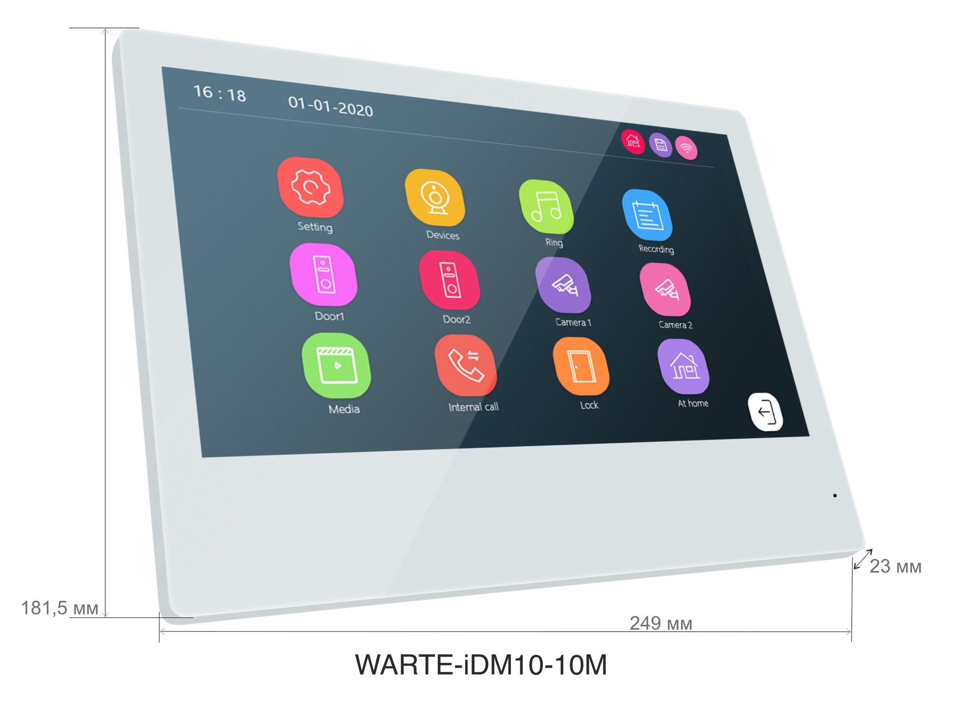 WARTE-iDM10-10M MHD монитор белый (СИМФОНИЯ) 10" 